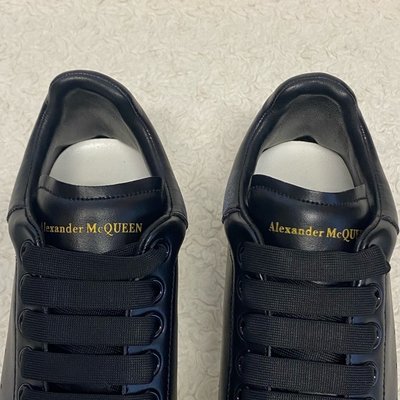 ALEXANDER MCQUEEN BLACK LEATHER OVERSIZED SNEAKERS WOMENS SIZE 6 (36) - Picture 7 of 12